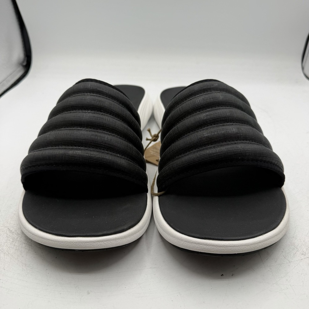 Olukai Komo Slides Men's Size 15 Black White Cushioned Beach Sandals Slip On NWT - Picture 4 of 11
